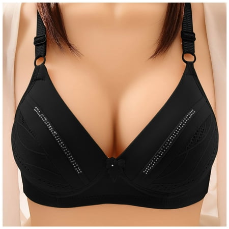 

adviicd Sports Bras for Women High Support Large Bust Women s Invisibles Comfort Seamless Wireless Skinny Strap Retro Bralette Bra Black 90C