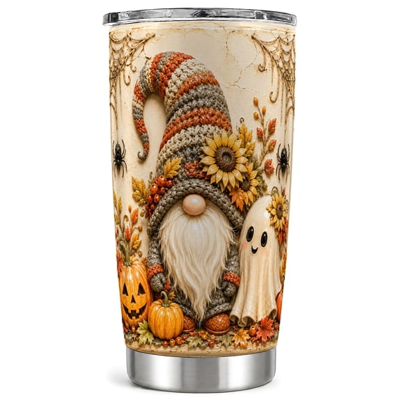 Halloween Gnome Tumbler 20oz, Ghost Tumbler, Stainless Steel Travel Cup