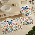thumbnail image 6 of Watercolor Butterfly Bathroom Sets with Shower Curtain And Rugs, Incl with 12 Hooks，Toilet Lid Oval Rug, 6 of 8