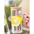 thumbnail image 5 of 400ml Square Colored Glass Mug With Handle And Cover High Capacity Cold Drink Cup With Straw, Creative Ice Cream Cup, 5 of 5