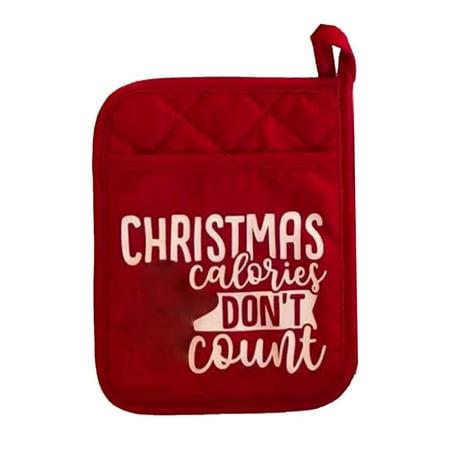WUXIAB Christmas Pot Rack Baking Kit Oven Mitts Teacher Neighbor Coworker Xmas Kitchen Decor Gift Family Kitchen Pot Holder Cooking Kitchen Pocketed Heat-Resistant Mitt Festive Baking Hot Pad C