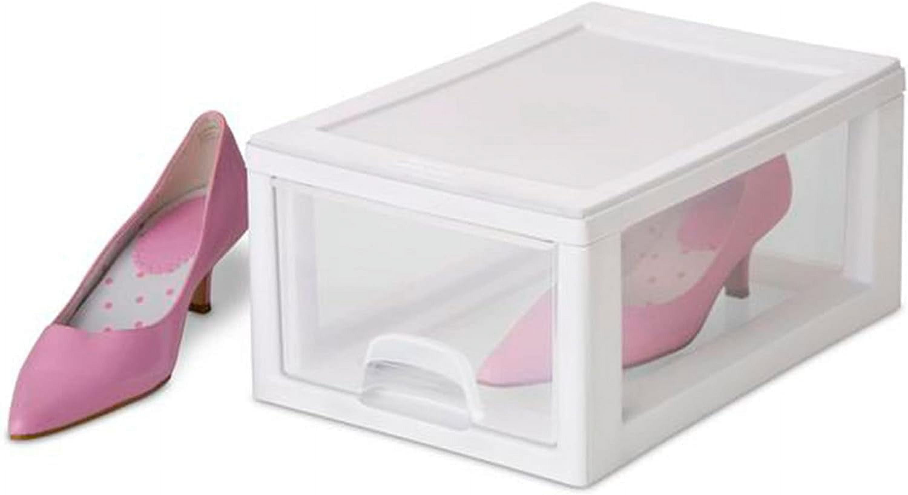 Sterilite 6 Qt Stacking Storage Drawer, Plastic Home Organizer Bin, Clear, 6 Pack