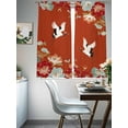 thumbnail image 4 of Red Crane Sheer Curtains 63 Inch Length 2 Panels for Living Room, Vintage Red Teal Spring Floral Botanical Voile Kitchen Curtain Set, Luxury Privacy Drapes Window Treatment for Bedroom, 4 of 7