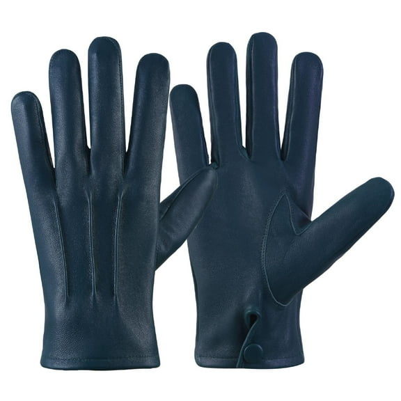Genuine Leather Unlined Full Finger Dress Gloves For Men