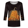 thumbnail image 4 of Odeerbi Halloween Cute Ghost Shirts for Women Vintage Retro Graphic Blouse 2024 Casual Three Quarter Sleeves Round Neck Loose Printed Tops Black, 4 of 5