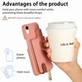 thumbnail image 2 of Compatible for iPhone XR Zipper Wallet Case with Card Holder, Rotation Ring Kickstand Case, PU Leather Card Slots RFID Blocking Protection Phone Case Shockproof Cover, Pink, 2 of 10