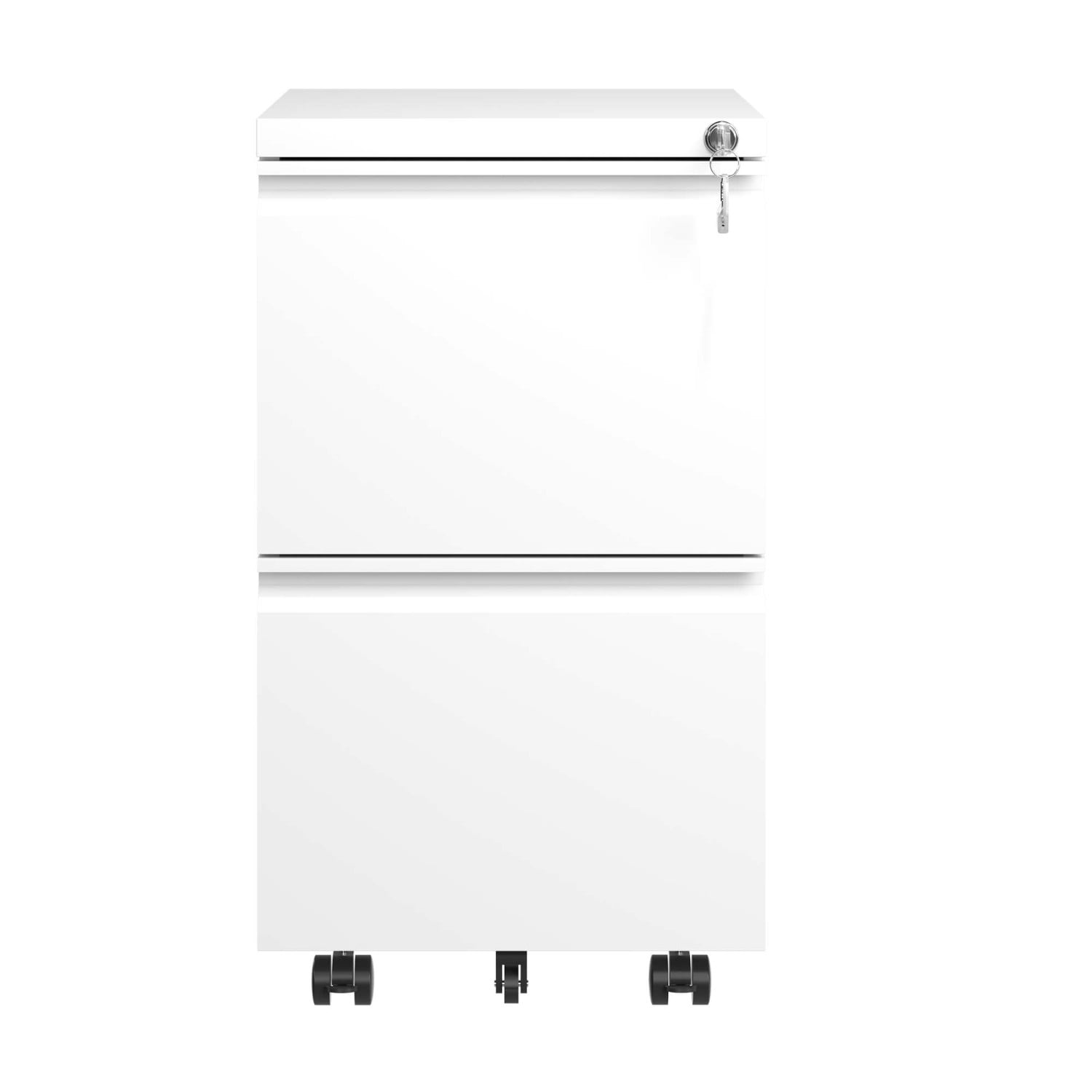2 Drawer Metal Mobile File Cabinet, Rolling File Cabinet with Lock for Hanging Legal/Letter/A4 Size Documents