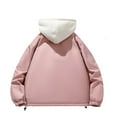 thumbnail image 3 of PiGOGI Men's Winter Jacket Thick Warm Fake Two Piece Hooded Long Sleeve Coat Casual Outdoor Daily Cold Weather Pink XL, 3 of 3