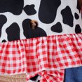 thumbnail image 2 of kaprioy Toddler Girl Clothes Toddler Baby Girl Summer Outfit 9 12 18 24 Months 2T 3T 4T Ruffle Cow Print Shirt Button Down Tank Tops and Belted Jeans Shorts 2 Pcs Clothes Set, 2 of 8