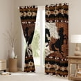 thumbnail image 3 of Homewish Rustic Western Cowboy Black Out Curtains,Country Cattle Hide Curtains Pack of 2 (42x63 Each),Retro Bohemain Aztec Bedroom Curtains For Boys Teens,Microfiber Bedroom Decor, 3 of 6
