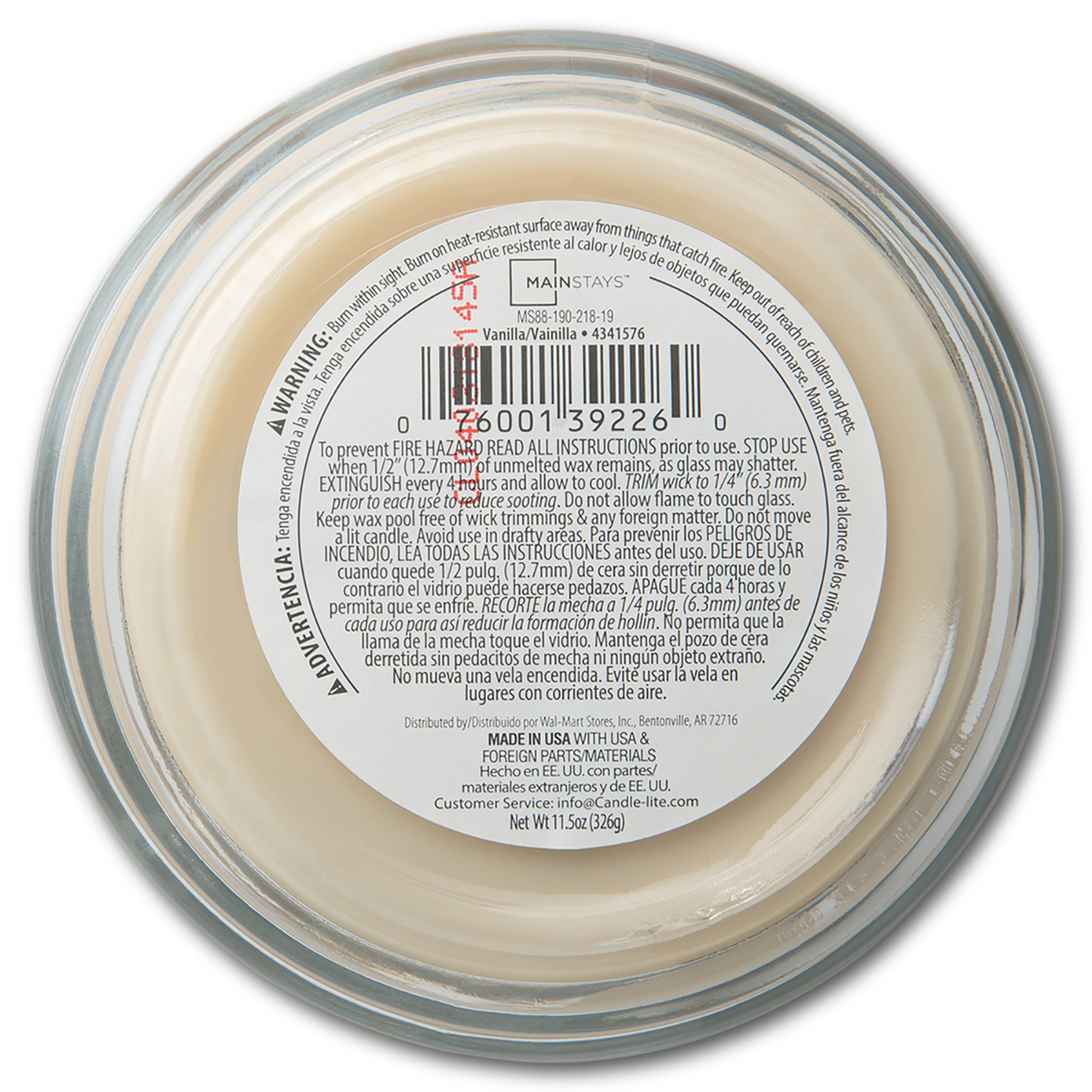 Mainstays 3-Wick Scented Glass Jar Candle, Vanilla, 11.5oz.