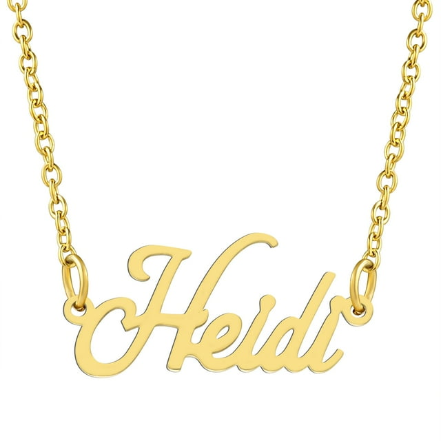 KISPER 18K Gold Plated Stainless Steel Personalized Name Pendant Necklace, Heidi
