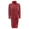 thumbnail image 5 of JHLZHS Robe Noire et Robe d'Hiver pour Femmes Col Roulé Tricoté Couleur Unie Chandail Ensemble Jupe Robes d'Été Robe Cocktail, 5 of 5