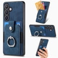 thumbnail image 1 of For Samsung Galaxy S25 Phone Case Leather Back Cover with Card Slots Kickstand - Blue, 1 of 5