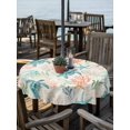 thumbnail image 2 of Outdoor Tablecloth with Umbrella Hole for Patio/Picnic/Party/Camping, Teal Red Coastal Waterproof Table Cloth Round Cover Washable, Retro Beach Nautical Sea Turtle Coral (Dia 54"), 2 of 8