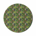 thumbnail image 1 of Leaves Mouse Pad for Computers, Jungle Forest Botanical Blossom Illustration with Assortment of Herbs Hawaii Flowers, Round Non-Slip Thick Rubber Modern Mousepad, 8" Round, Multicolor, by Ambesonne, 1 of 2