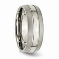 thumbnail image 4 of Solid Titanium Grooved 8mm Men's Matte Brushed Finish and Wedding Band Ring Size 13.5, 4 of 7