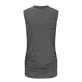 thumbnail image 4 of Blusas para las Mujeres Casual Verano Color Sólido Cuello Redondo Bolsillo sin Mangas Tanque Blusa, Poliéster Casual Top, Lavado de Manos, 4 of 6
