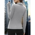 thumbnail image 4 of Womens Shirts Long Sleeve Business Casual Tops Collared V Neck Ribbed Knit Sweater Slim Fit Blouses Light Gray M, 4 of 5