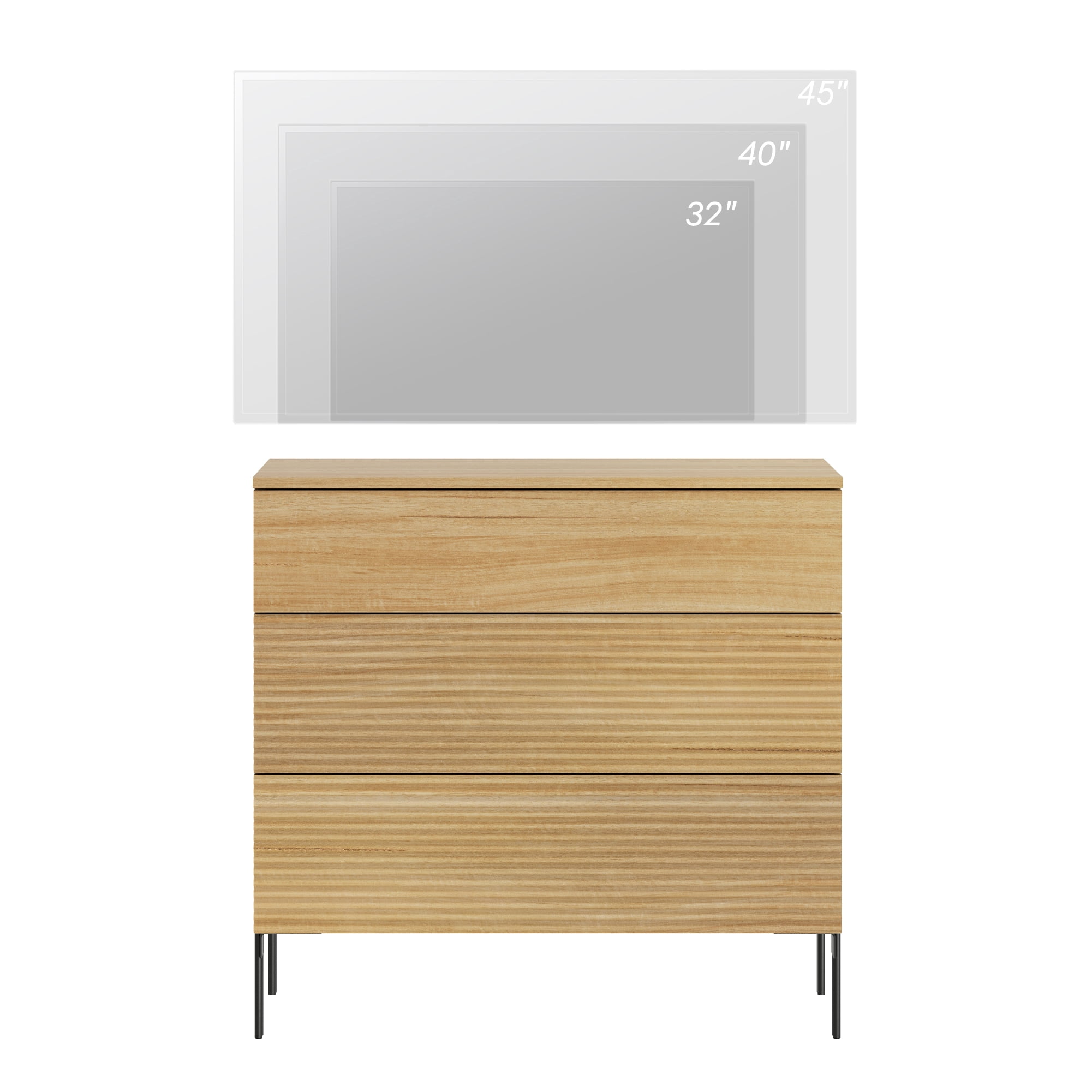 31.5" Reeded Dresser TV Stand, Modern Minimalist Entertainment Center, Wooden TV Console with Storage for Living Room,Bedroom