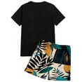 thumbnail image 4 of GrmtClth Hawaii 2 Piece Outfits for Men Summer Crew Neck Tee and Shorts Set Casual Short Sleeve Outfits Fashion Elastic Drawstring Clothing Dark Green 4XL, 4 of 4