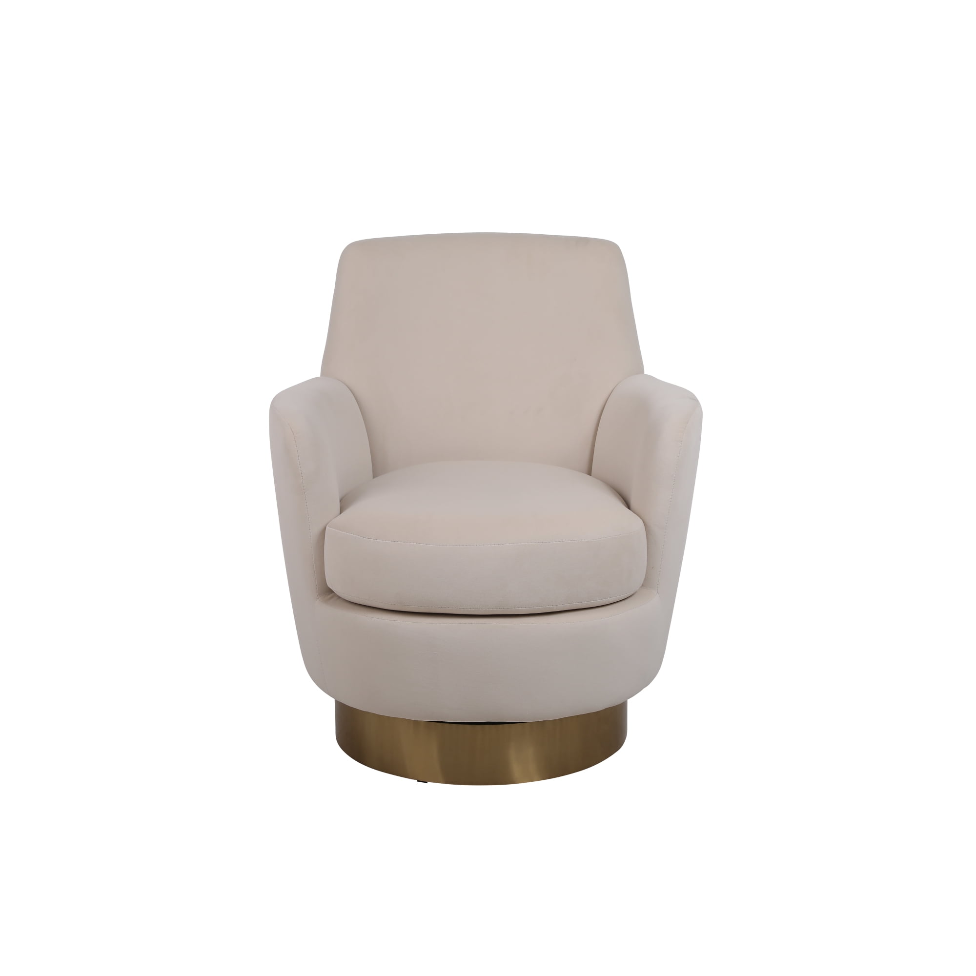 Leumius Velvet Swivel Barrel Chair, Swivel Accent Chairs Armchair, Round Barrel Chairs with Gold Stainless Steel Base for Living Room Reading Room Bedroom Beige