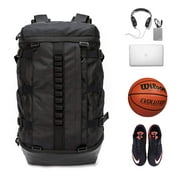 Basketball Backpack with Ball Compartment School Laptop Bookbag Travel Daypack for Soccer Volleyball Football Baseball Helmet Glove Shoes Black