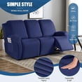 thumbnail image 2 of Recliner Sofa Slipcover, 3 Pieces Polyester Fabric Stretch Sofa Covers for 3 Seat Reclining Couch, Soft Washable Furniture Protector with Pockets (3 Seat, Dark Blue), 2 of 14