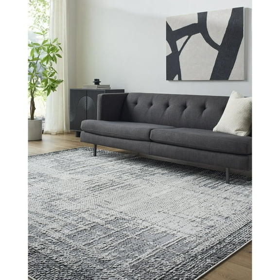Livabliss Area Rugs for Living Room, 5x7 Siyah Modern Gray Rug, Bedroom Dining Room Home Decor Stain Resistant Carpet (5'3" x 7')