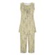 thumbnail image 3 of Conjunto de Verano para las Mujeres Impreso Casual sin Mangas Plisado Superior Y Pantalones Recortados, Cuello Redondo Conjunto de Dos Piezas, 3 of 8