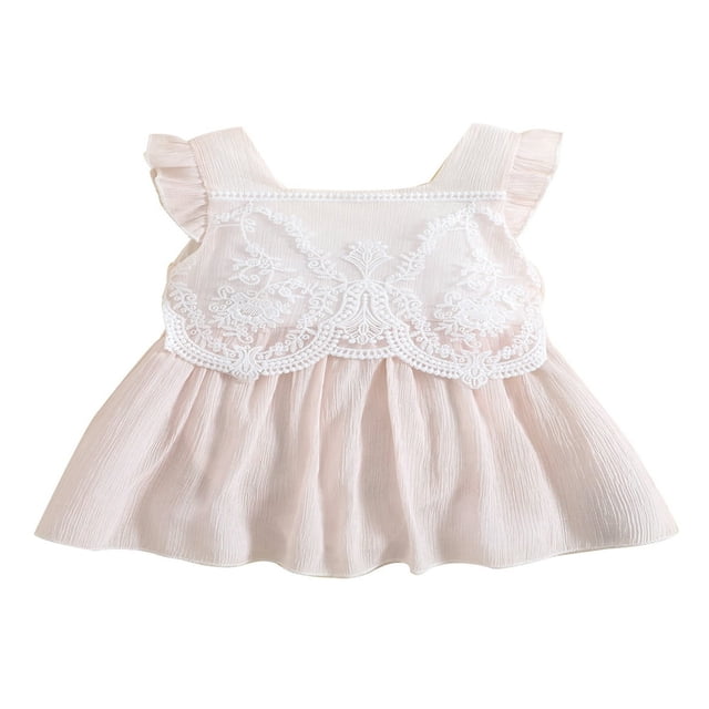 Nouveau-né Bébé Fille Rompers Robe Dentelle Floral Mouche Manches Body Bébé Été A-Ligne Princesse Robes