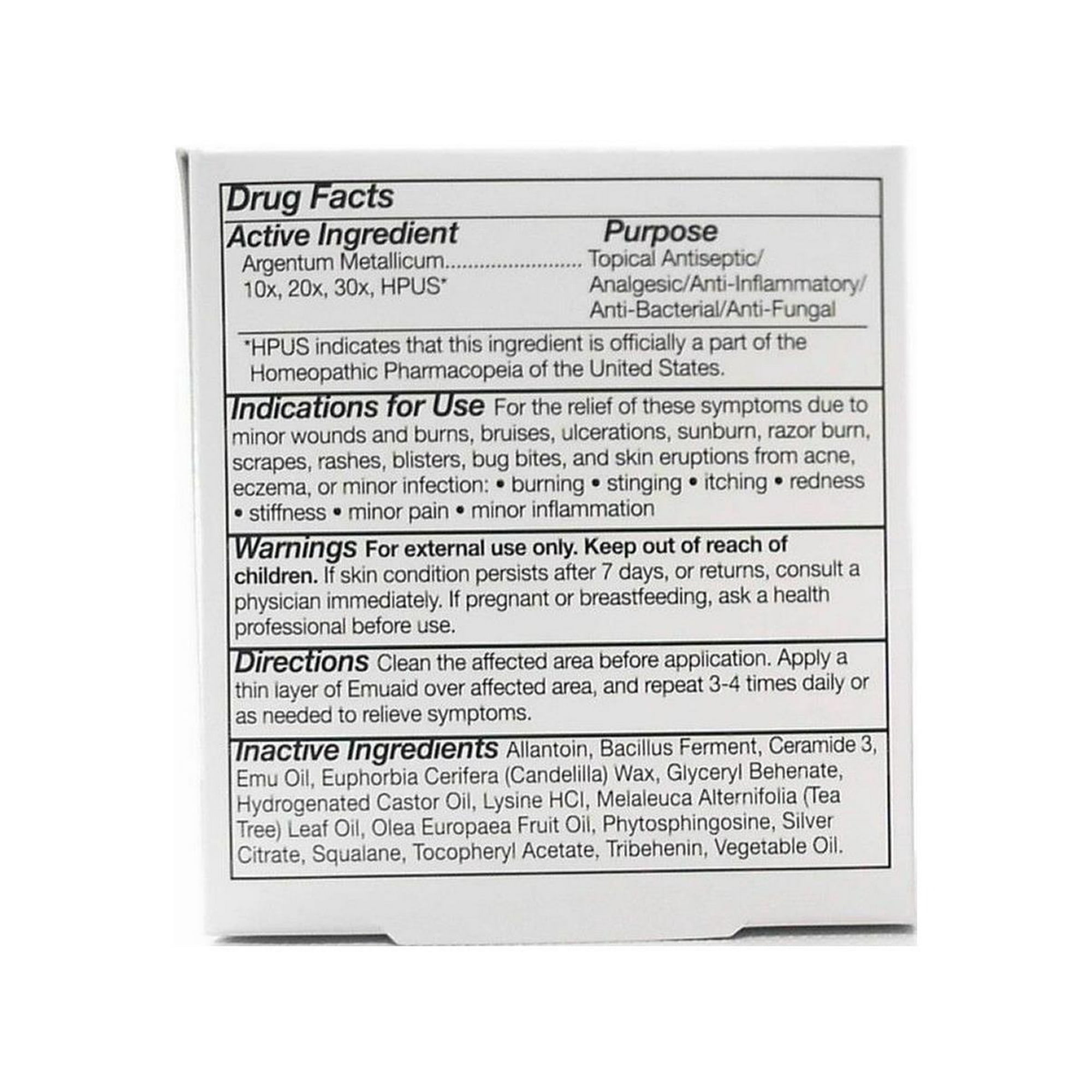 Emuaid First Aid Ointment Regular Strength Cream, for Skin Relief, 2 oz