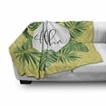 thumbnail image 3 of Aloha Soft Flannel Fleece Throw Blanket, Pencil Drawing with Leaves on Zigzag Pattern, Cozy Plush for Indoor and Outdoor Use, 60" x 80", Fern Green Pastel Yellow, by Ambesonne, 3 of 6