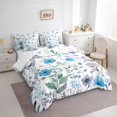 thumbnail image 3 of Manfei Blue Groovy Flower Bedding Comforter Set 7pcs for Kids, Rustic Plant Botancial King Bedding Sets, Watercolor Art Reversible Bed Sheets, Breathable Home Decor, 3 of 7