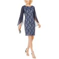thumbnail image 1 of Connected Apparel Womens Lace Sheath Dress blue 16W, 1 of 1