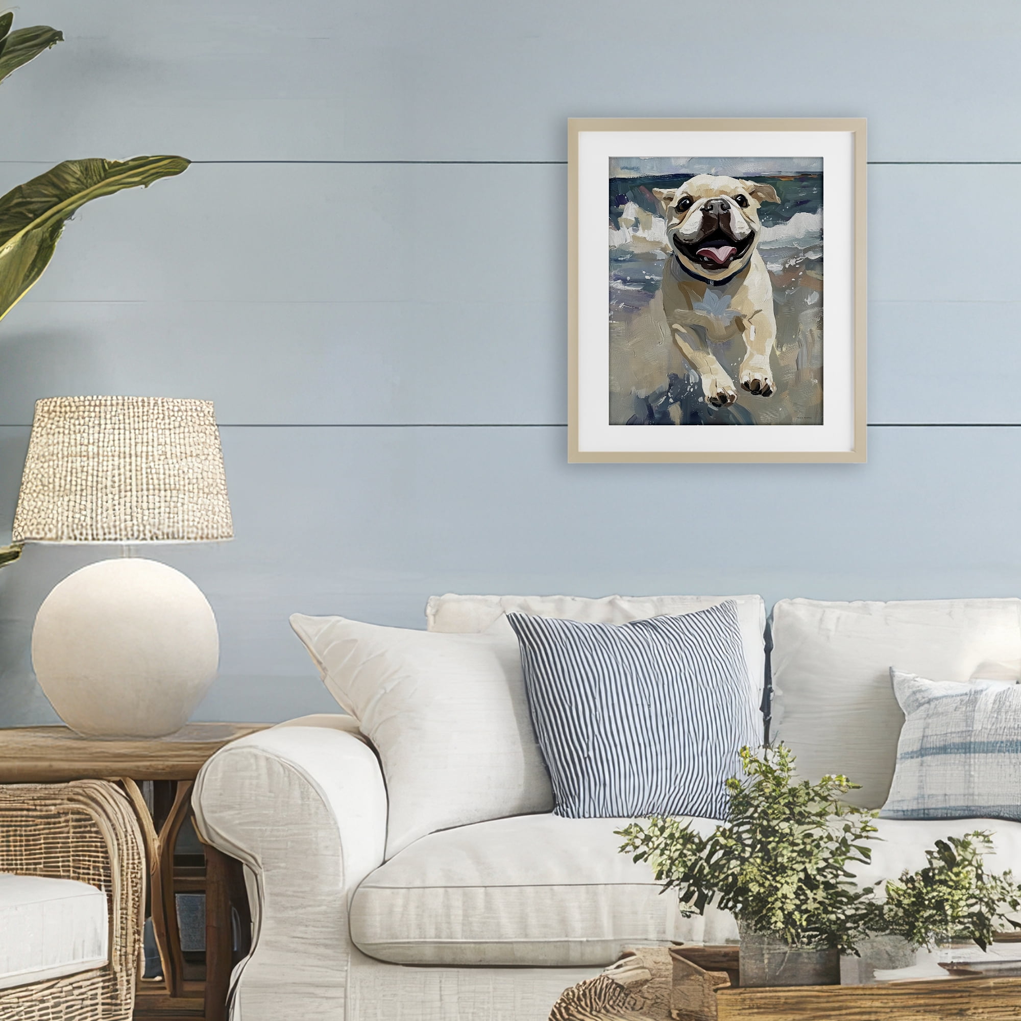 Stupell Industries Sunny Paws Dog on Beach Birch Framed Print Under Glass, design by Svetlana Aleynikova
