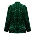 thumbnail image 5 of Xingpeng Flannel Blazer with Sequin Lapel Women's Jacket Fall Winter Casual Long Sleeve Unique Work Office 2026 Green S, 5 of 6