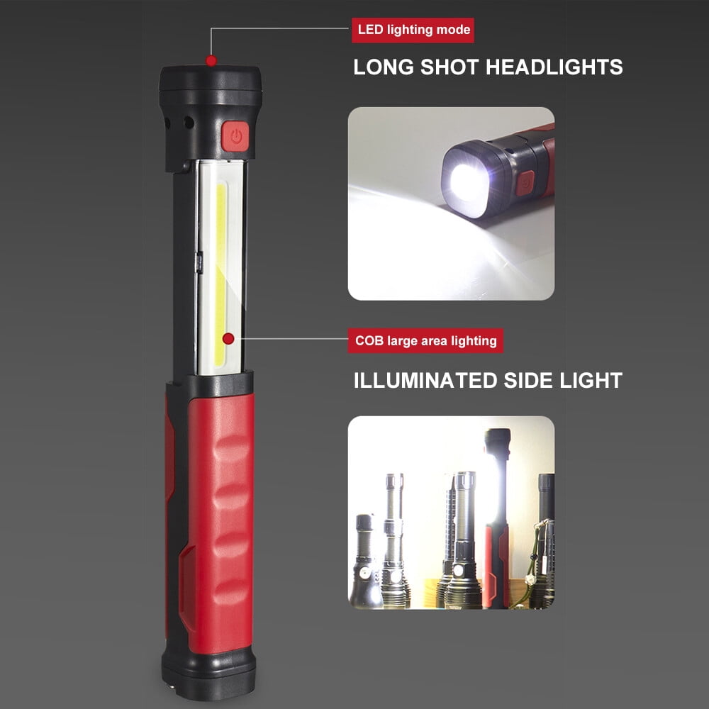 Mijomi W25 400LM Flashlight COB+LED Work light LED Torch Light lampu suluh USB Flashlight Rechargeable Lamp Repair Light Camping Outdoor Lamp With Hook Built-In 1200mAh Battery Portable Flashlight