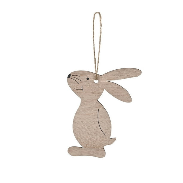 Suministros decorativos de Pascua Colgante de conejito de madera Adorno de conejito