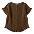 thumbnail image 7 of ClodeEU Women's Linen Blend Short Sleeve Crewneck Shirt ,Casual Cropped Loose Tops ,Women's Plus XXL, 7 of 7