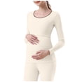 thumbnail image 2 of hengsof Maternity Shirt Long Sleeve Basic Top Ruch Sides Bodycon Tshirt for Pregnant Women, 2 of 6