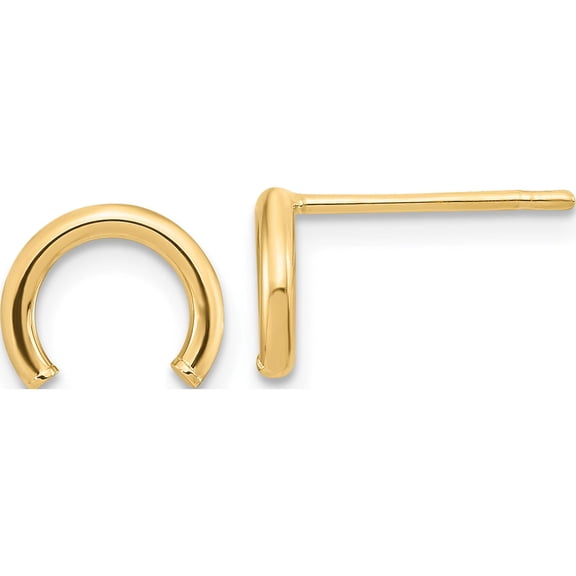 14K Yellow Gold Polished U Shape Tube Post Earrings (8.7 X 9.5) Made In Peru tf1982