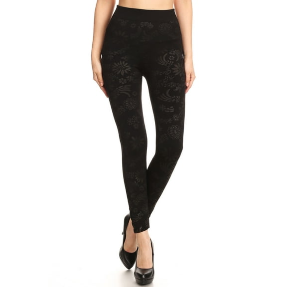 2Chique Boutique Women's Soft Fleece Black Printed Leggings