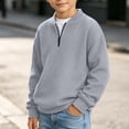 thumbnail image 5 of Cethrio Boys Half Zip Sweatshirts Size 10-12, Waffle Knit Long Sleeve Casual Pullover Boys Fall Tops Gray, 5 of 7