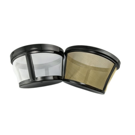 

NRP 2-pack Solid Bottom Permanent Coffee Filter Replacement for 8-12 cup Coffeemaker Mr.Coffee and More Brands | Steel Gold-tone mesh + Nylon mesh