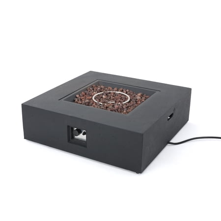 Hearth Outdoor 50 000 BTU Lightweight Concrete Square Fire Pit (No Tank Holder)  Dark Gray