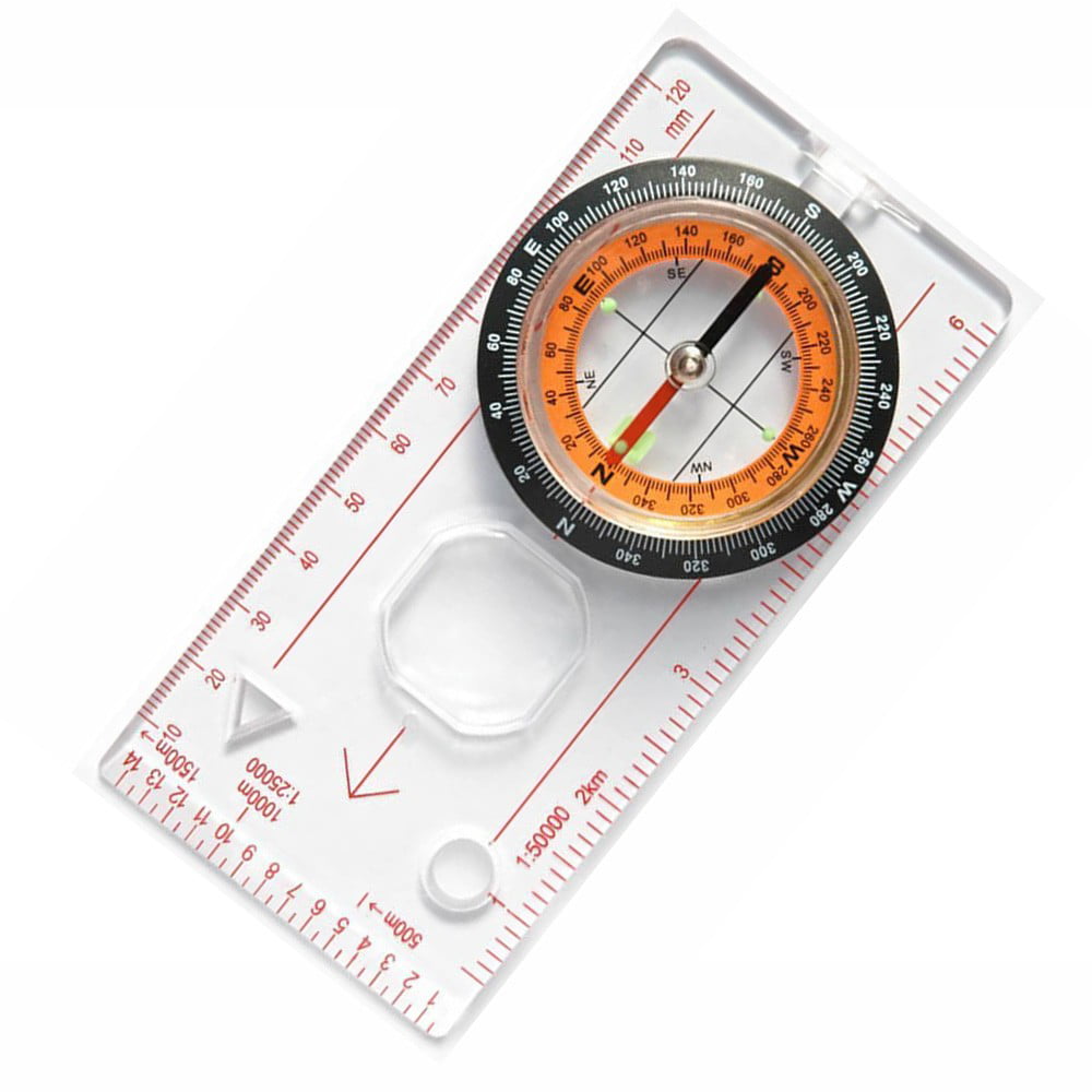 Pocket Army Compass Scale Magnifier Multifunctional Map Ruler Clinometer 