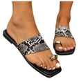 thumbnail image 2 of IUJSOY Ring Toe Flat Sandals for Women Summer Slip on Square Toe Snakeskin Printed Beach Slippers, 2 of 7