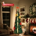 thumbnail image 3 of 4 Ft Fully Decorated Pre-Lit Christmas Tree with LED Lights, Collapsible Pop up Artificial Christmas Tree with Ornaments Ribbon and Bow for Xmas Holiday Party Decorations, Green, 3 of 4