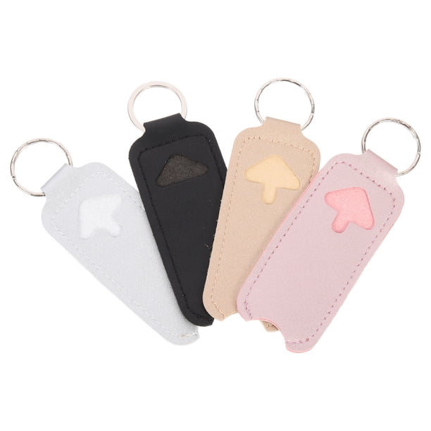 4 soportes para lápiz labial de PU, bolsa de almacenamiento portátil para llavero, funda para lápiz labial